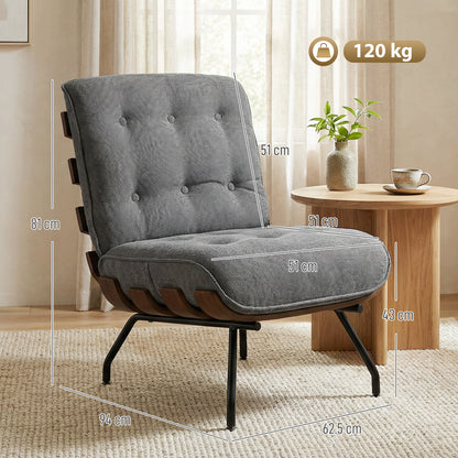 Accent Chair, Reading Chair with Spring Cushion, Dark Grey
