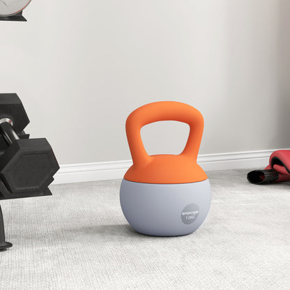 12KG Kettlebell with Soft Body and Non-Slip Handle, Orange, Grey