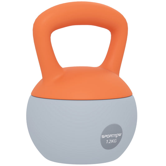 12KG Kettlebell with Soft Body and Non-Slip Handle, Orange, Grey