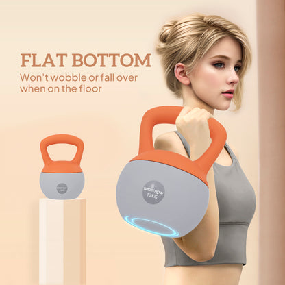 12KG Kettlebell with Soft Body and Non-Slip Handle, Orange, Grey