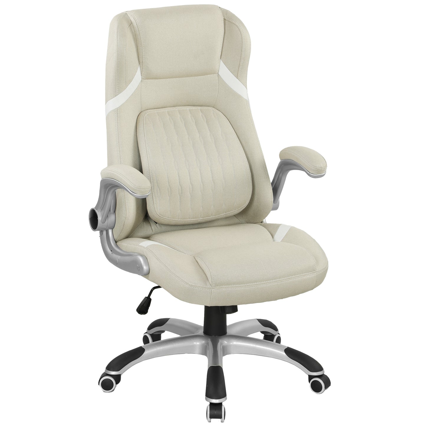 Vinsetto Fabric Office Desk Chair w/ Adjustable Height Tilt Function Beige
