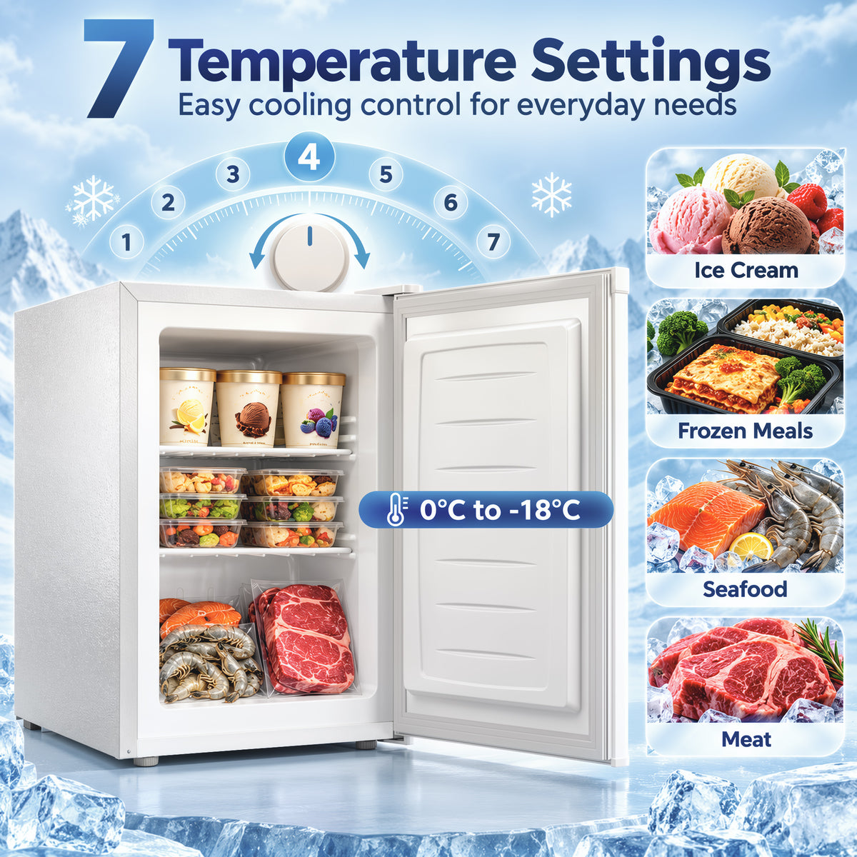 59.1L Tabletop Freezer with Reversible Door - White
