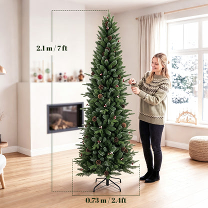 Slim Gracious Pine Xmas Tree with 904 Branch Tips, Green