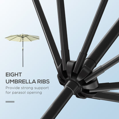 3(m) Patio Umbrella Outdoor Sunshade Canopy w/ Tilt & Crank Beige