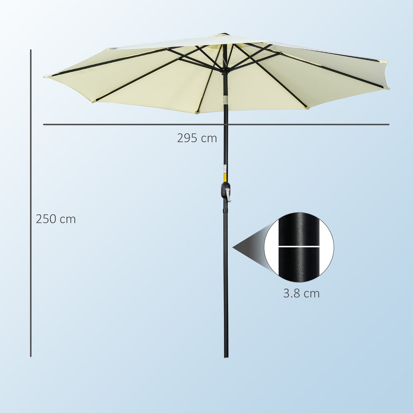 3(m) Patio Umbrella Outdoor Sunshade Canopy w/ Tilt & Crank Beige