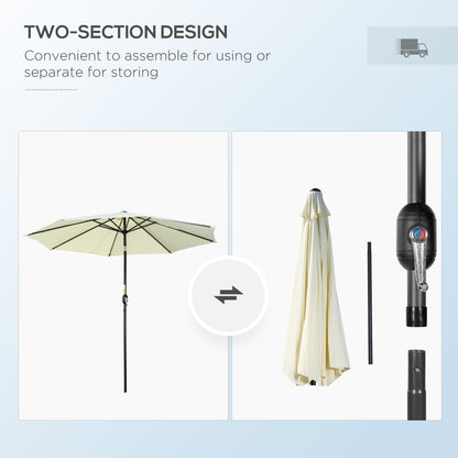3(m) Patio Umbrella Outdoor Sunshade Canopy w/ Tilt & Crank Beige