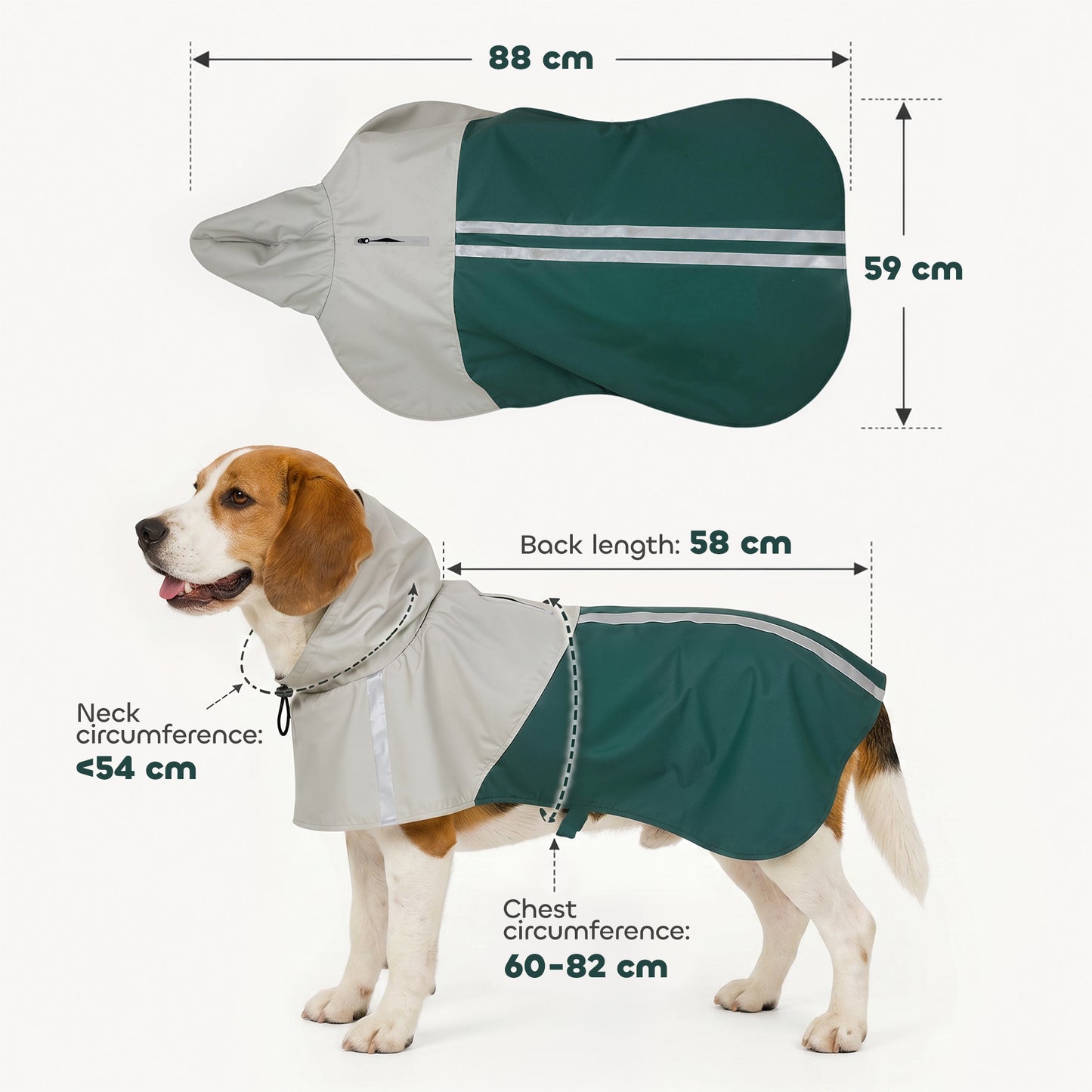 Dog Raincoat with Hood, Dog Rain Jacket, for Medium Dogs, M
