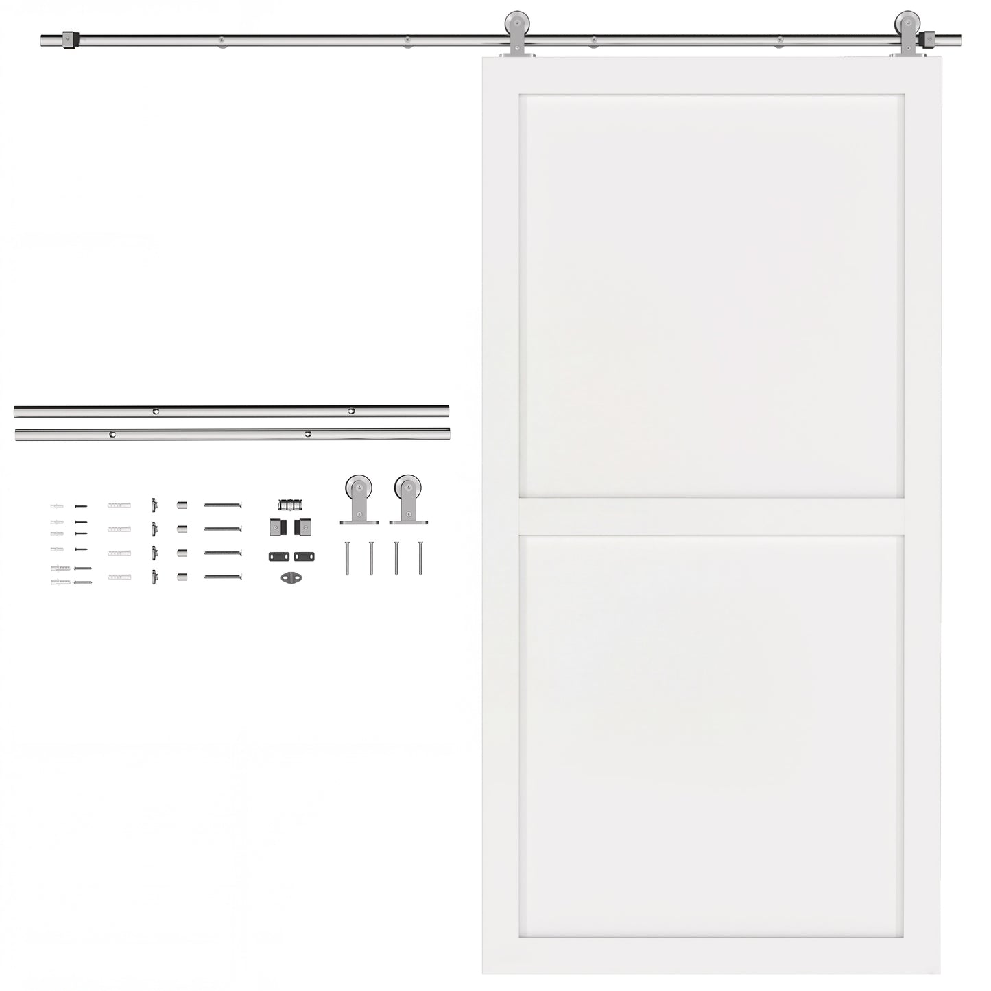 Sliding Door Hardware Kit Smooth Quiet 200cm Sliver Tone