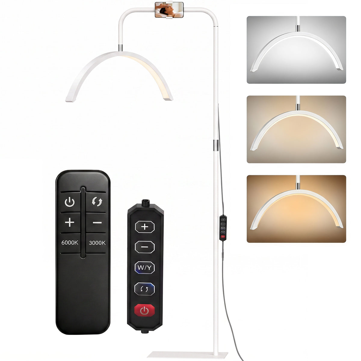 Half Moon Lash Light, Beauty Floor Lamp with Rotatable Head