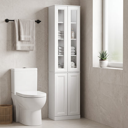 Tall Bathroom Storage Cabinet, 6-Tier Bathroom Cabinet, White