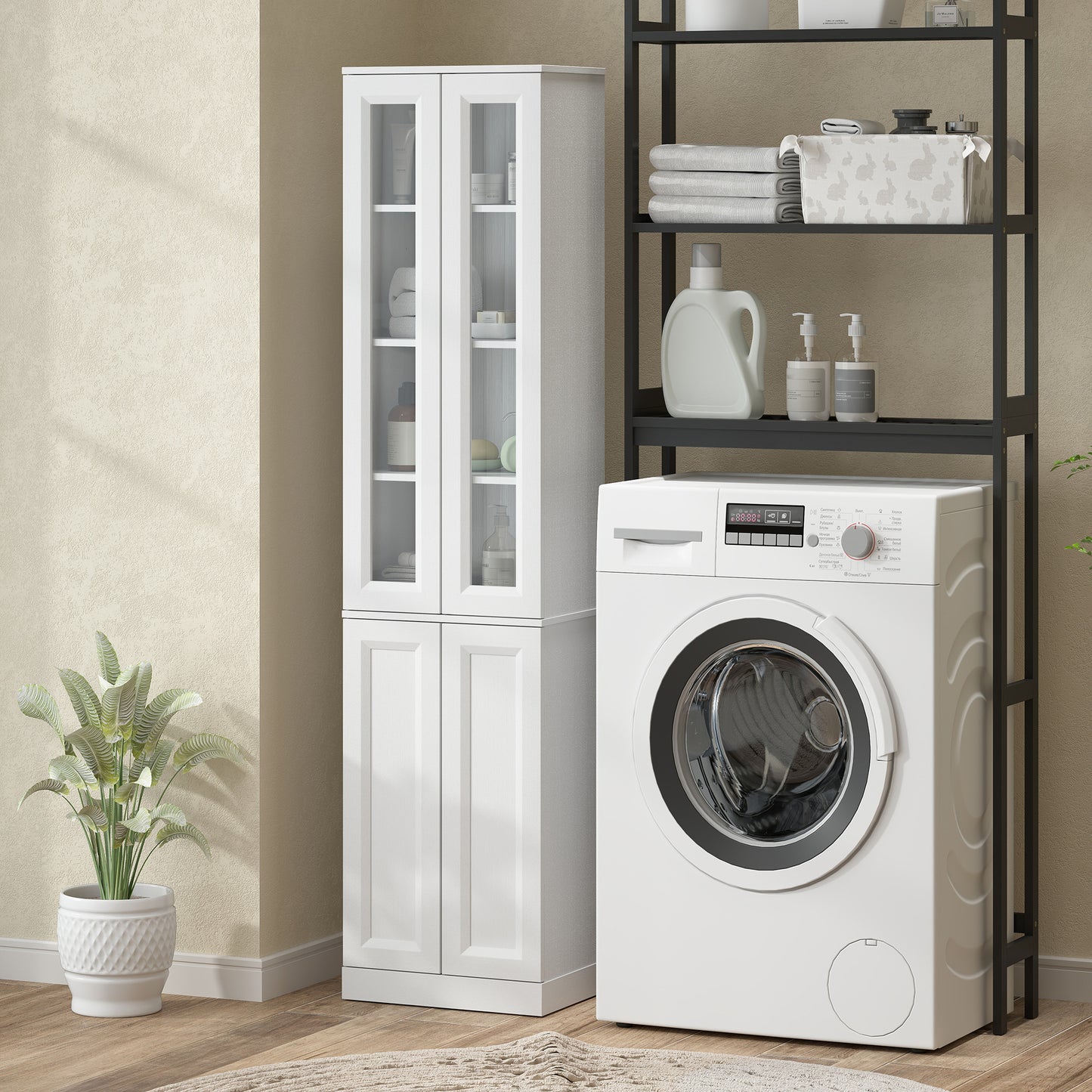 Tall Bathroom Storage Cabinet, 6-Tier Bathroom Cabinet, White