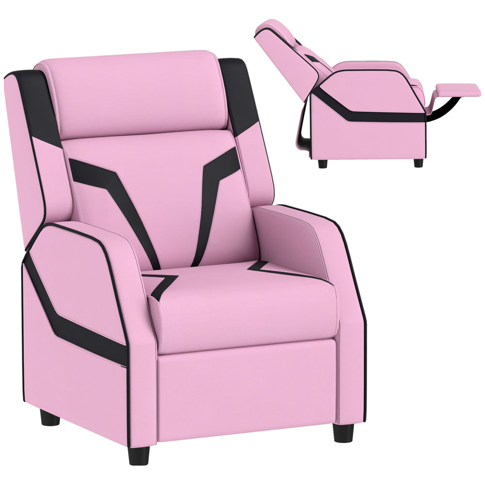 2 in 1 Kids Armchair Recliner, PU Leather, for 3-9 Years Old, Pink