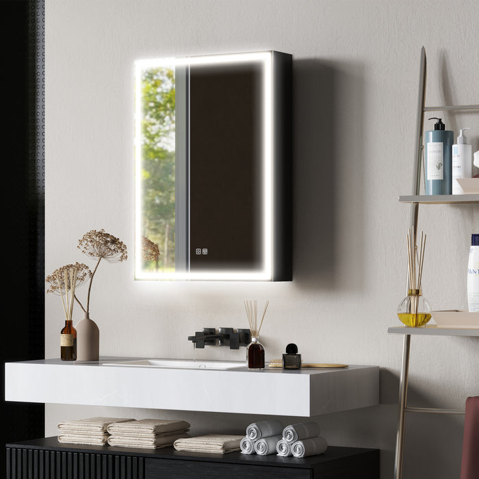 Bathroom Cabinet with Mirror, LED Lights and Demister Pad, Black