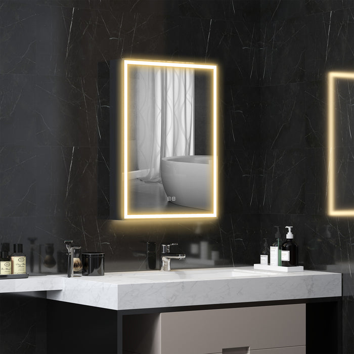 Bathroom Cabinet with Mirror, LED Lights and Demister Pad, Black