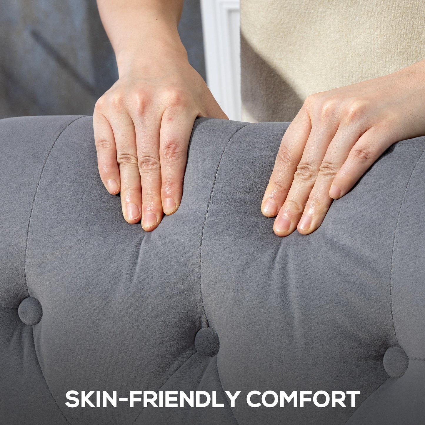 Accent Armchair Home Furniture Retro Tufted Club Fabric Light Grey