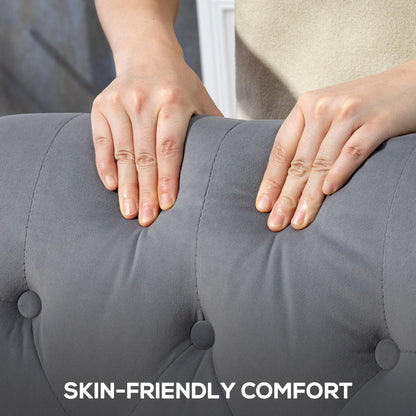 Accent Armchair Home Furniture Retro Tufted Club Fabric Light Grey