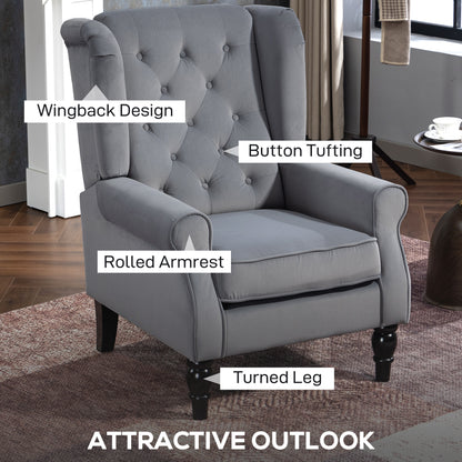 Accent Armchair Home Furniture Retro Tufted Club Fabric Light Grey