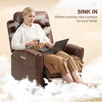 Overstuffed Riser and Reclining Chair with USB Ports, Remote, Brown
