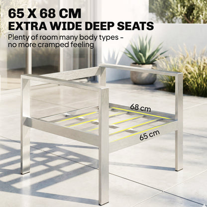 4 Seater Aluminium Garden Furniture Sofa Set with Olefin Cushions