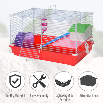 Portable 2 Storey Hamster Cage Small Pet Animal Cage Double Layers w/ Exercise Wheel Water Bottle Dishes