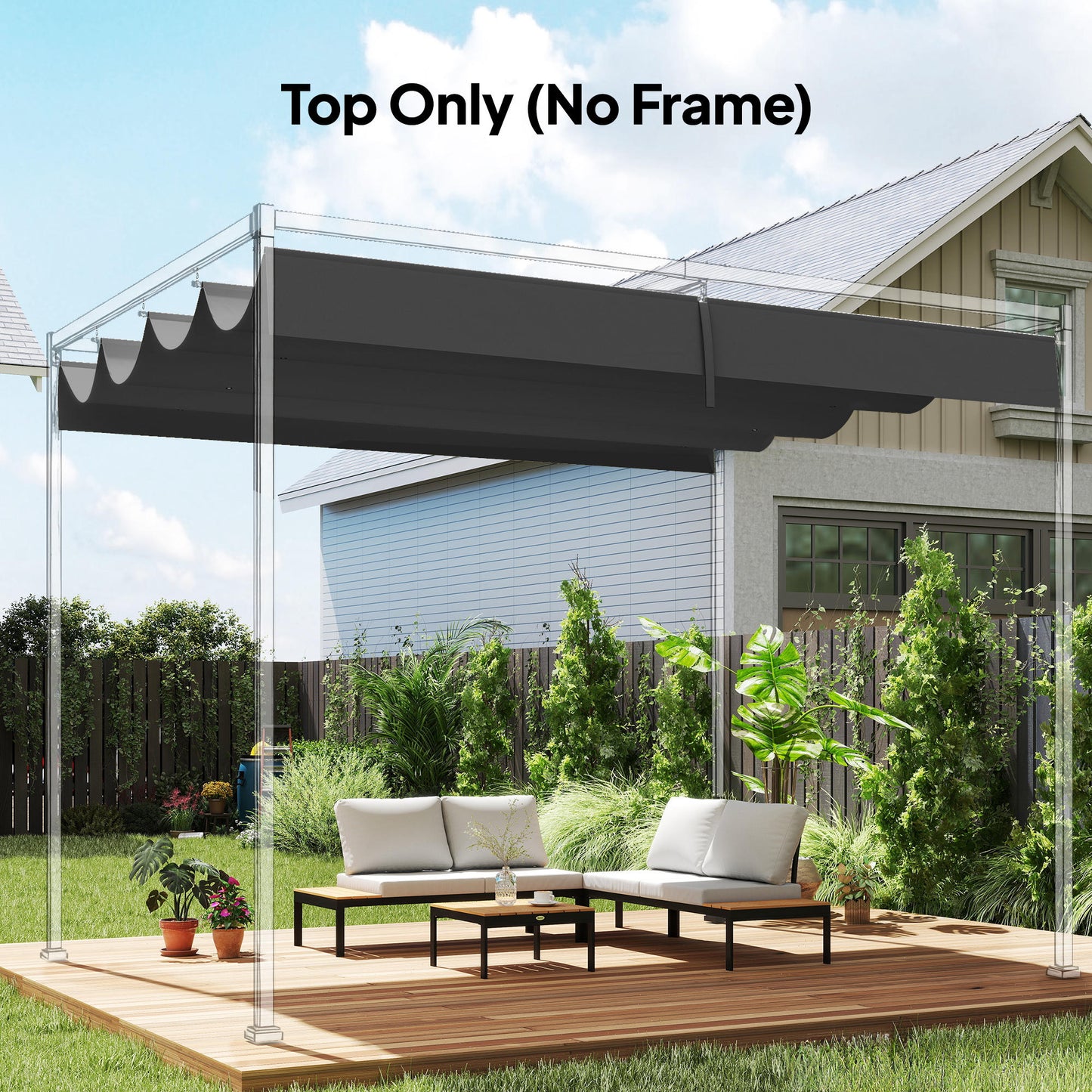 Retractable Pergola Canopy Only for 4 x 3 m Pergola, Dark Grey