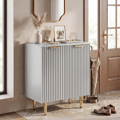 Sideboard Buffet Cabinet, Modern Kitchen Storage Cabinet with 2 Doors and Adjustable Shelf, Living Room Sideboard with Metal Legs for Hallway, Grey