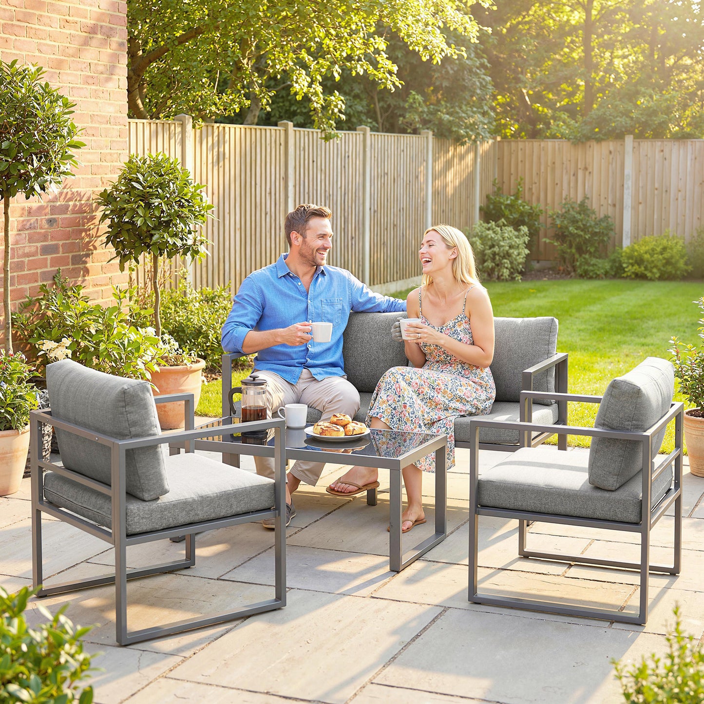 Patio Furniture Set Aluminium Frame Dark Grey