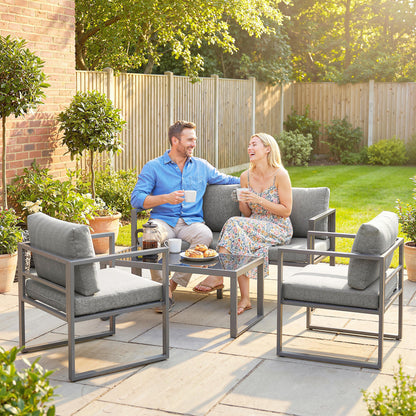 Patio Furniture Set Aluminium Frame Dark Grey