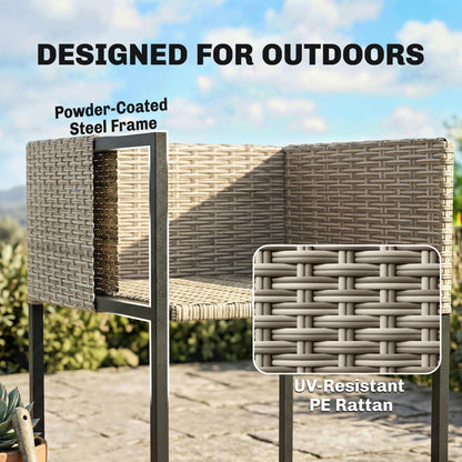 Rattan Garden Furniture Set, Rattan Table and Chairs with Cushions