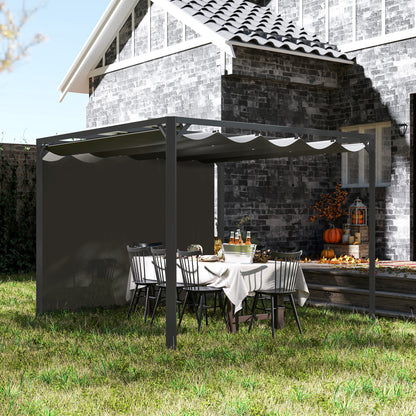 3 x 3(m) Pergola with Retractable Roof & Roller Shade, Dark Grey