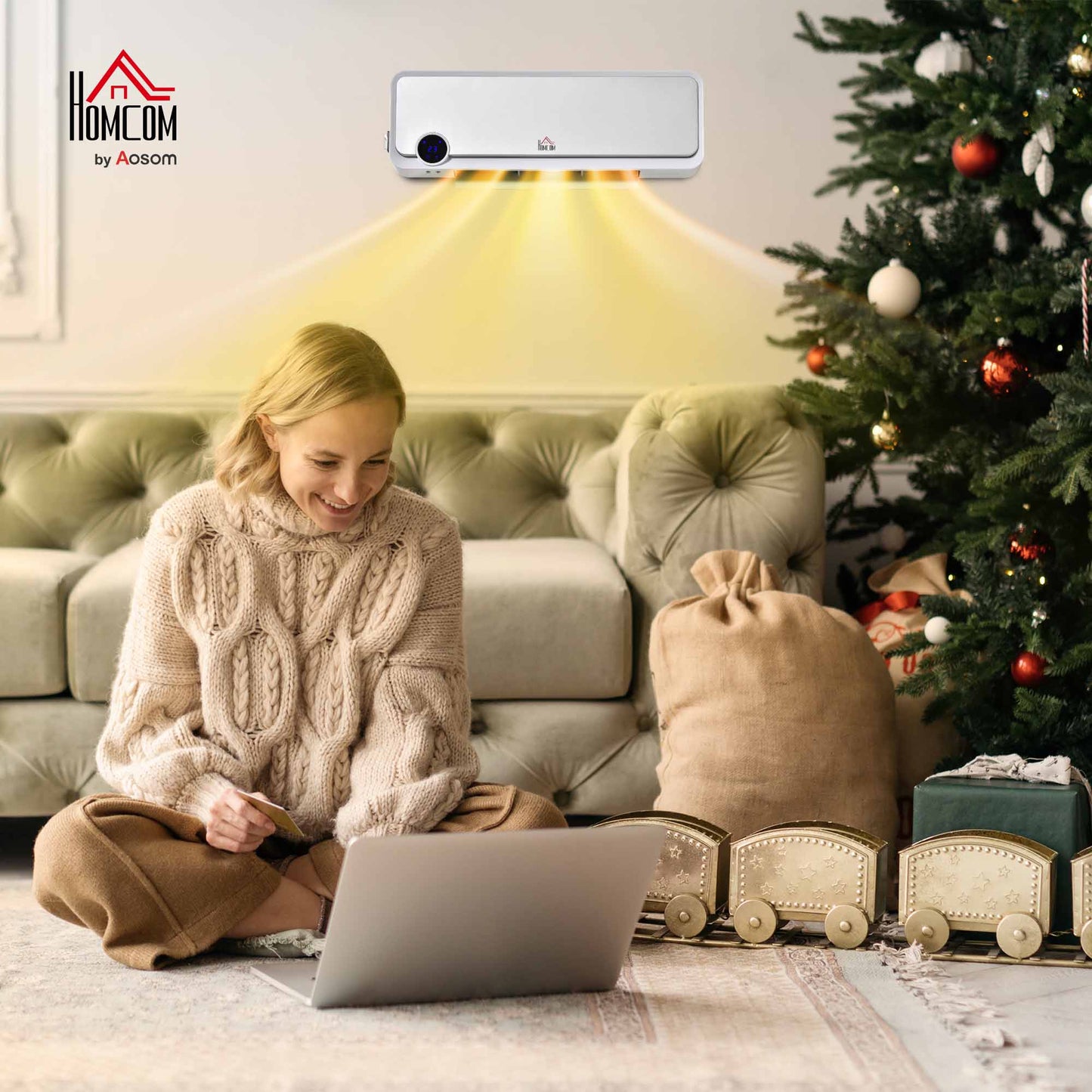1000W/2000W Wall Downflow Heater Adjustable Temperature w/ Timer
