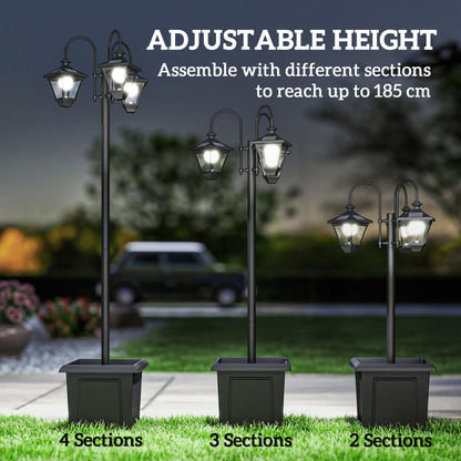 Solar Lamp Post Dusk-to-Dawn Sensor 185 cm Black