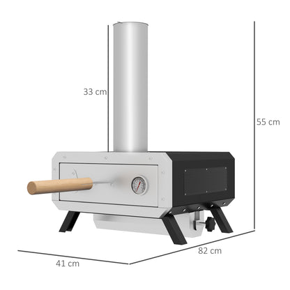 Warehouse Clearance Sale -  Portable Wood Pellet Pizza Oven with 12" / 30cm Rotating Pizza Stone, Peel and Cover, Wood Fired Pizza Maker with Thermometer