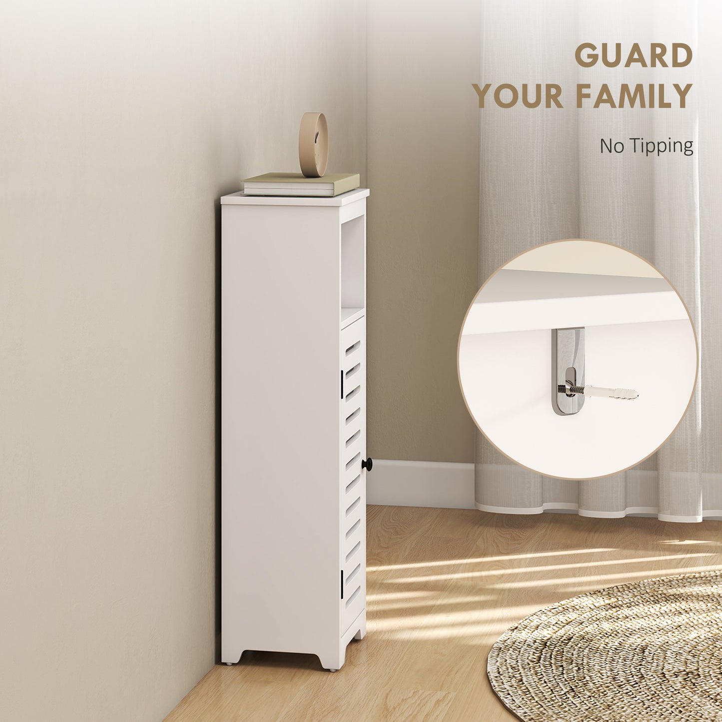 Bathroom Cabinet, Bathroom Floor Cabinet with Adjustable Shelf, White