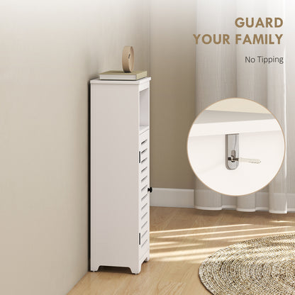Bathroom Cabinet, Bathroom Floor Cabinet with Adjustable Shelf, White