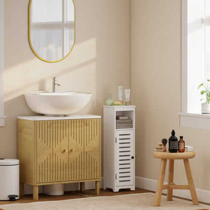 Bathroom Cabinet, Bathroom Floor Cabinet with Adjustable Shelf, White