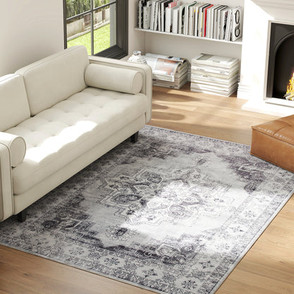 Flannel Non-Slip Washable Rug for Living Room, 230 x 160 cm, Grey