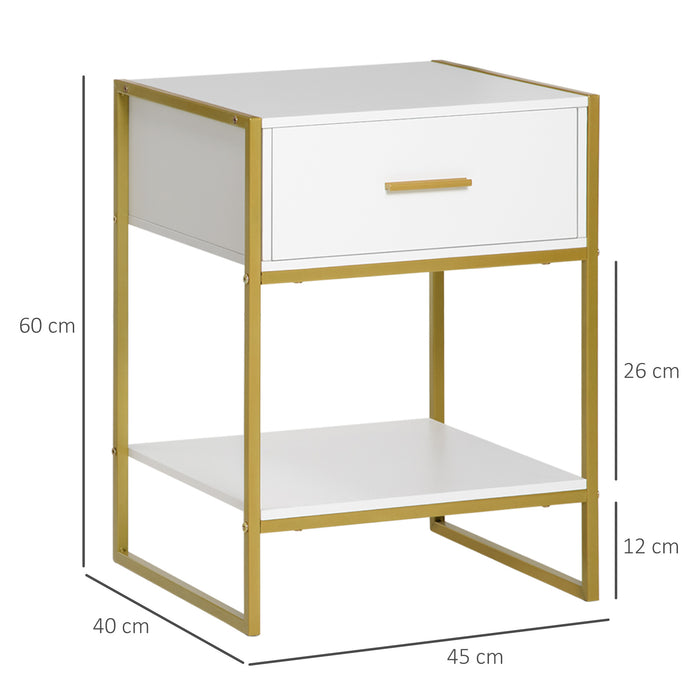 Modern Bedside Table Set of 2 Side Table Shelf Drawer Bedroom