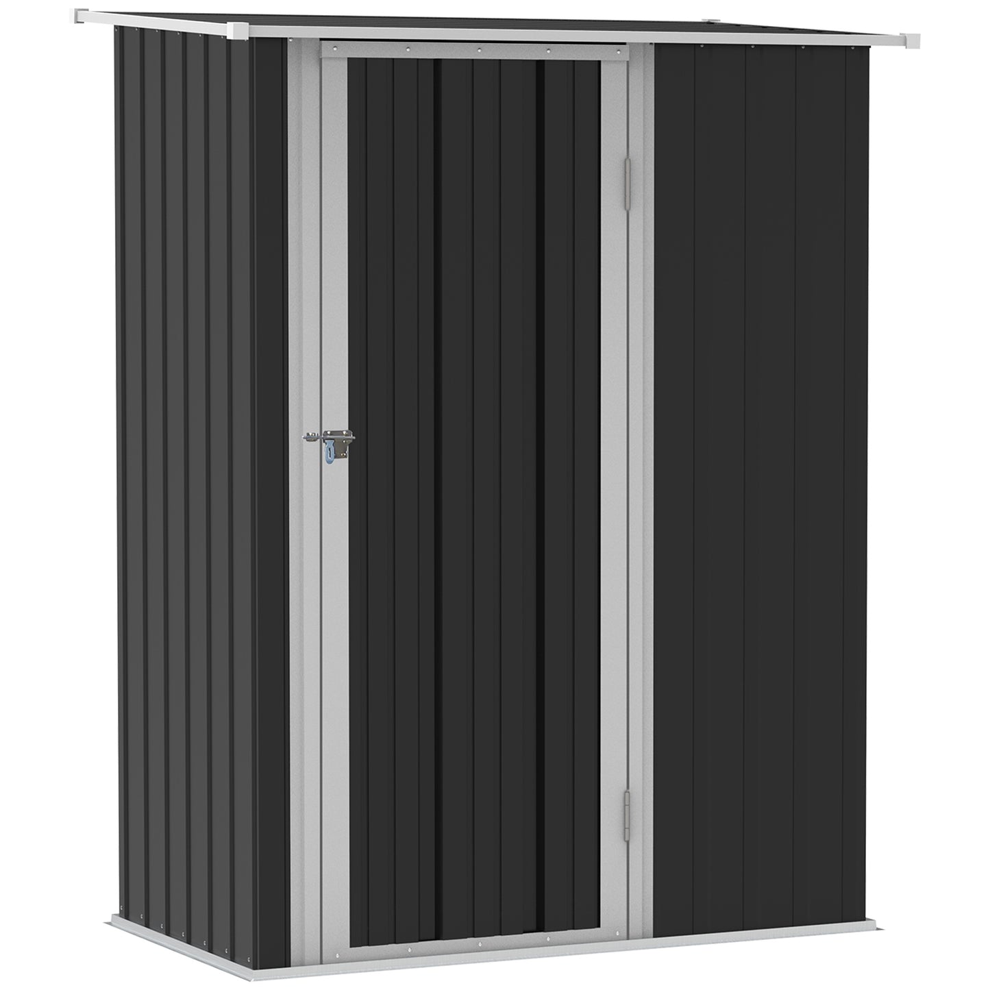 Outdoor Storage Shed Steel Garden Shed w/ Lockable Door Dark Grey
