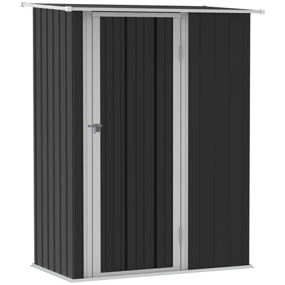 Outdoor Storage Shed Steel Garden Shed w/ Lockable Door Dark Grey