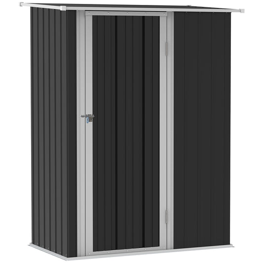 Outdoor Storage Shed Steel Garden Shed w/ Lockable Door Dark Grey