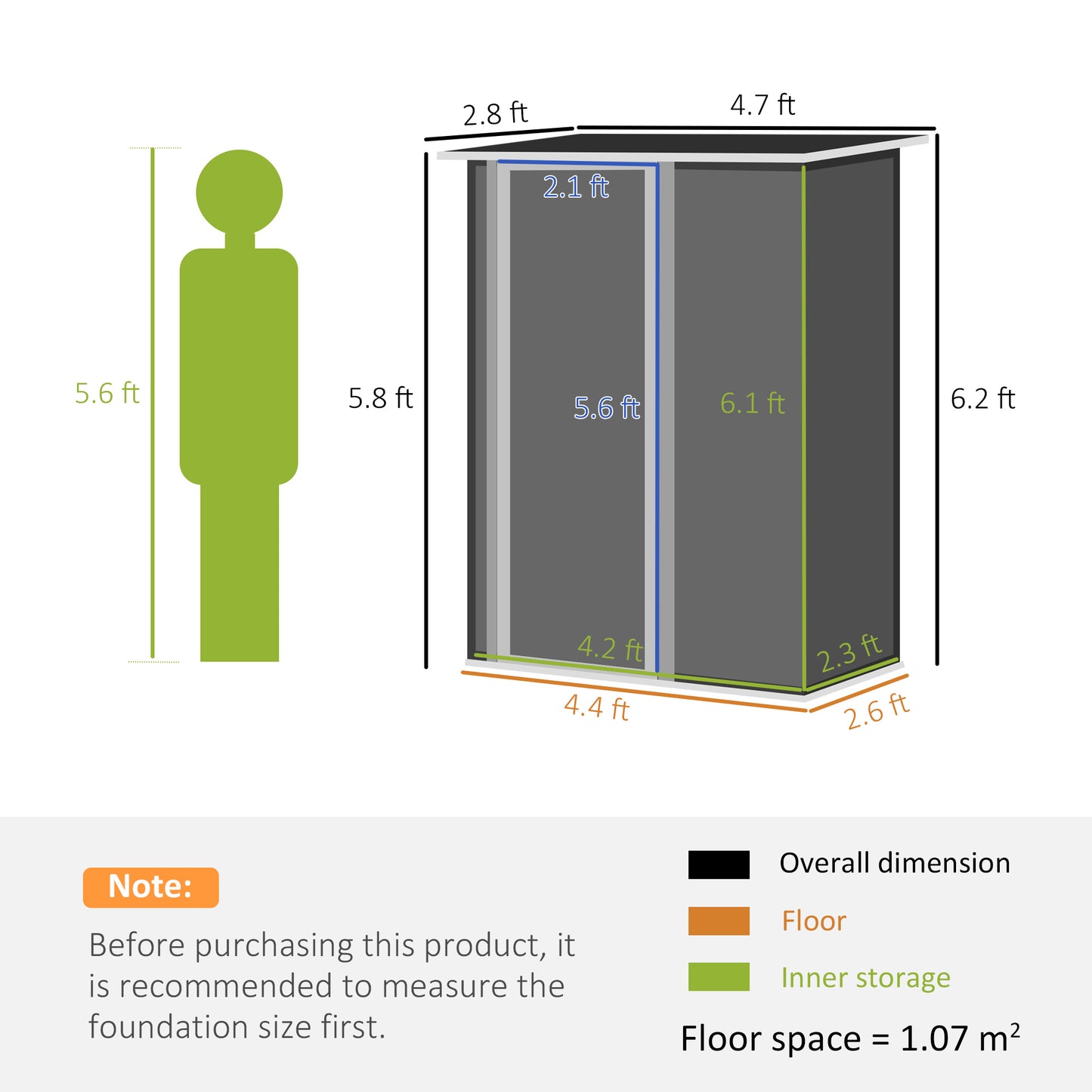 Outdoor Storage Shed Steel Garden Shed w/ Lockable Door Dark Grey