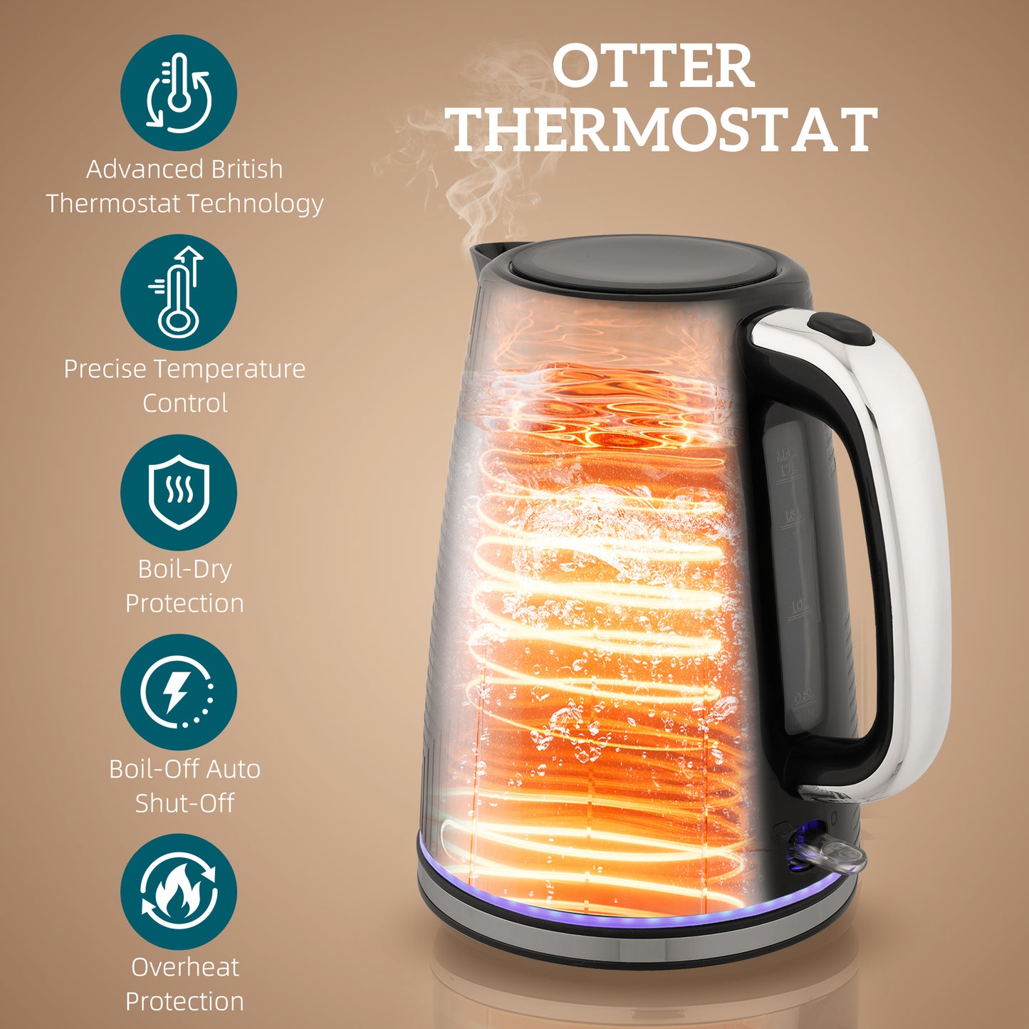 1.7L 3000W Rapid Boil Kettle and 2 Slice Toaster Set Crumb Tray Black