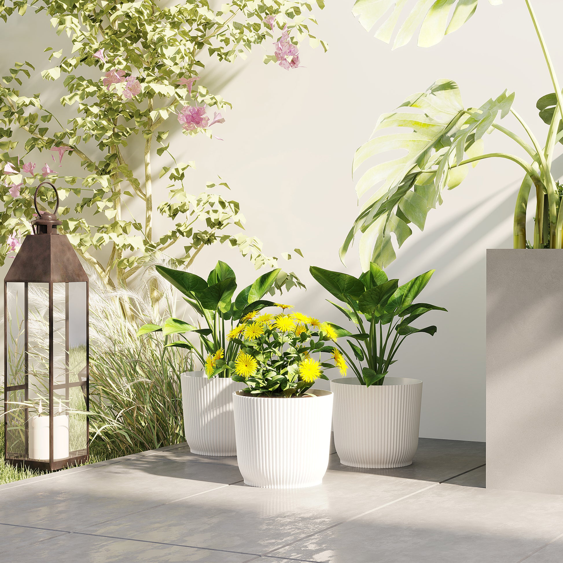 22cm plant pots Set of 3 Round Plant Pots Outdoor 22cm for Garden, White – QuidsIn Superstore
