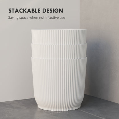 Set of 3 Round Plant Pots Outdoor 22cm for Garden, White