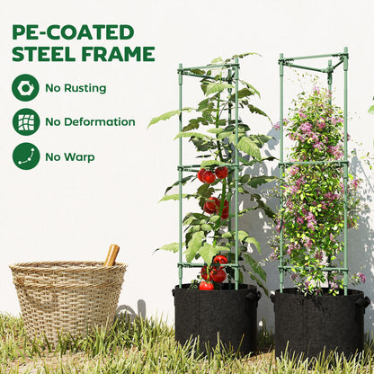 3 Packs Tomato Cages with 83.7L Grow Bags, 47.2" Plant Stakes