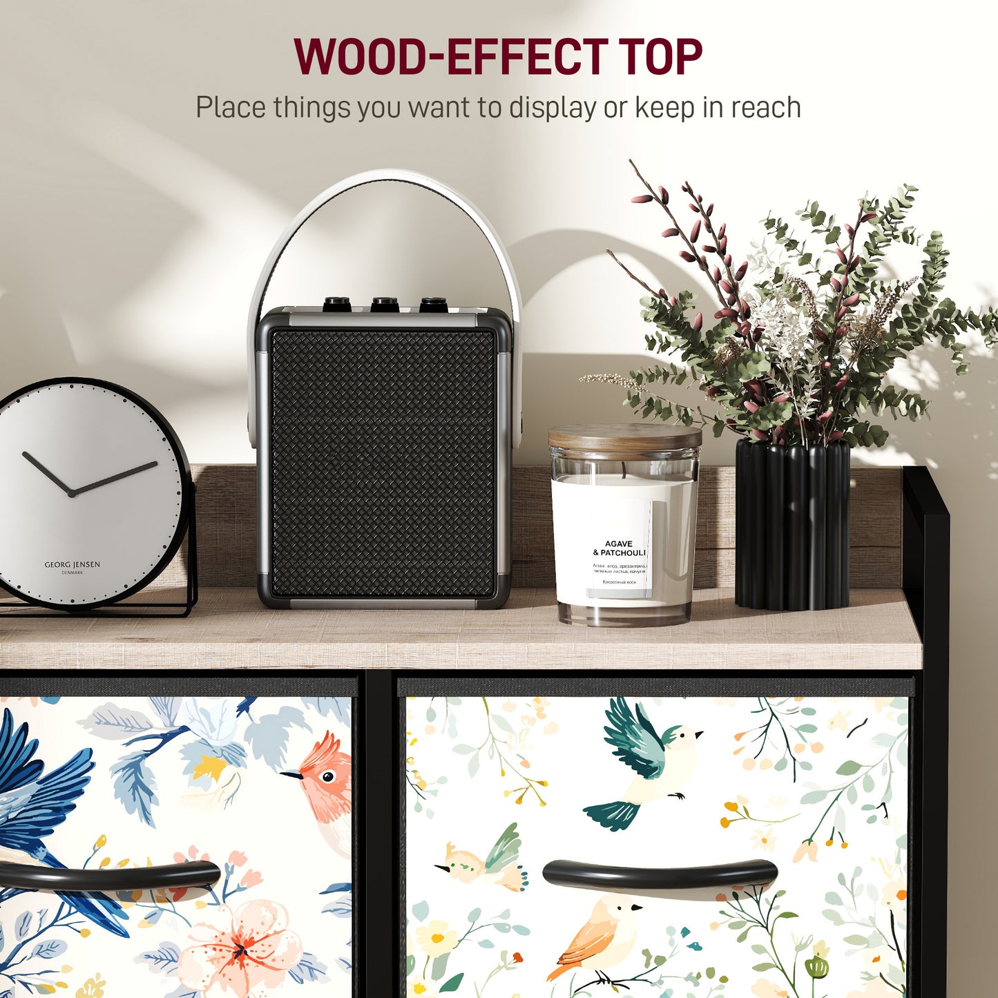 5-Drawer Chest of Drawers, Fabric Dresser, White