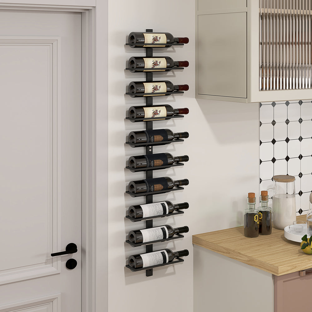 Wall Mount Wine Rack, Wall Wine Rack for 10 Wine Bottles, Black