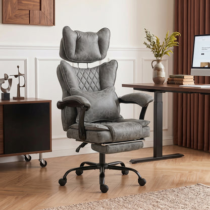 Big and Tall Office Chair with Lumbar Support, Grey