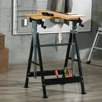 Portable Folding Workbench with Adjustable Height & Angle, Beige